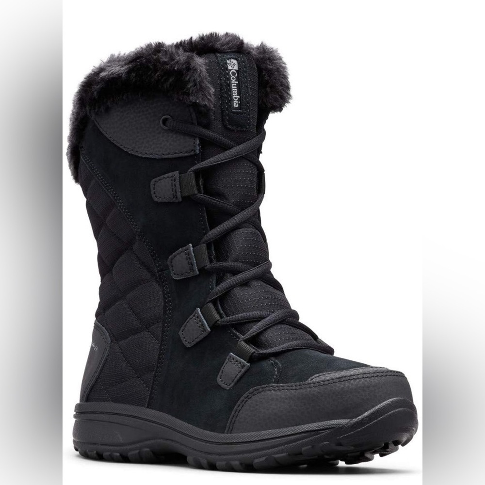 Columbia Women's Lace Up Snow Boots Ice Maiden II in Black with Box sz US 8 - Picture 2 of 13